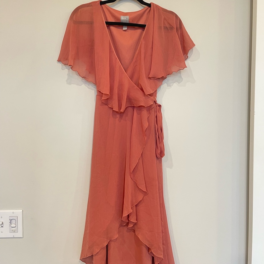 ASOS Peach Wrap Midi Dress